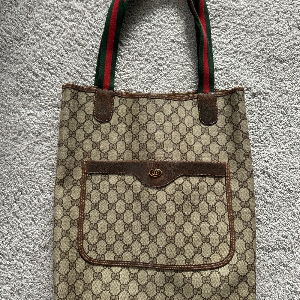 Gucci Supreme Beige and Brown Monogram Tote